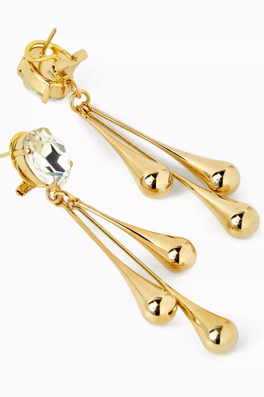 Omega Clasp Oval Drop Earrings in Gold-plated Brass
