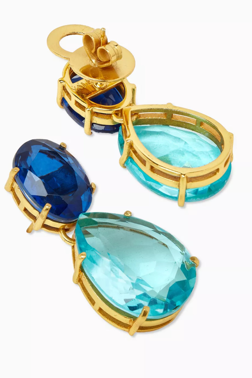 Dreya Crystal Clip Earrings in 22kt Gold-plated Brass