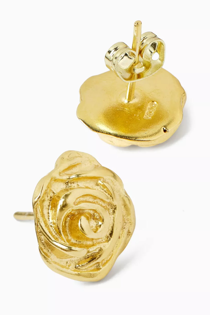 Tiny Rose Stud Earrings in Gold-plated Metal