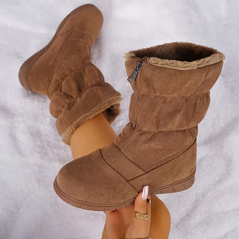 Women'S Mid-Calf Snow Boots Winter Sports Boots Cold-Resistant And Warm Thickened And Fleece-Lined Fashion Comfortable