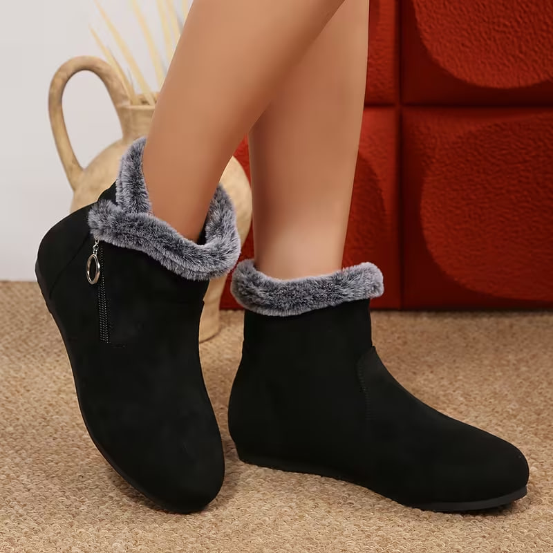 Women's Fuzzy Trim Ankle Boots 