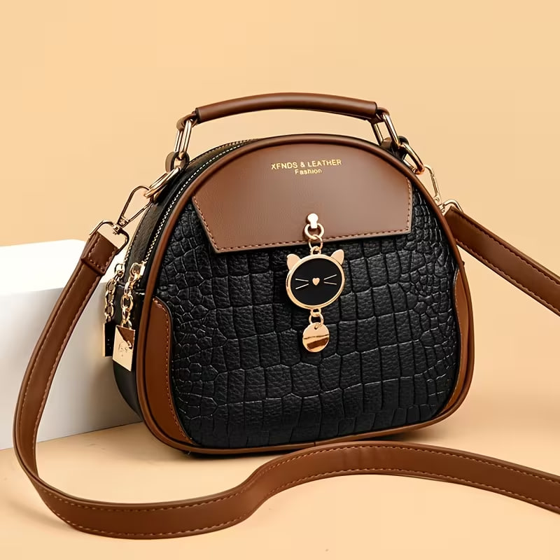 Authentic Faux Leather Bag Women'S New Korean Version Trendy Versatile Shoulder Bag High-End Soft Faux Leather Cross-Body Small Round Bag