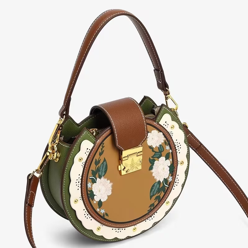 Women' Genuine Round Crossbody Bag 