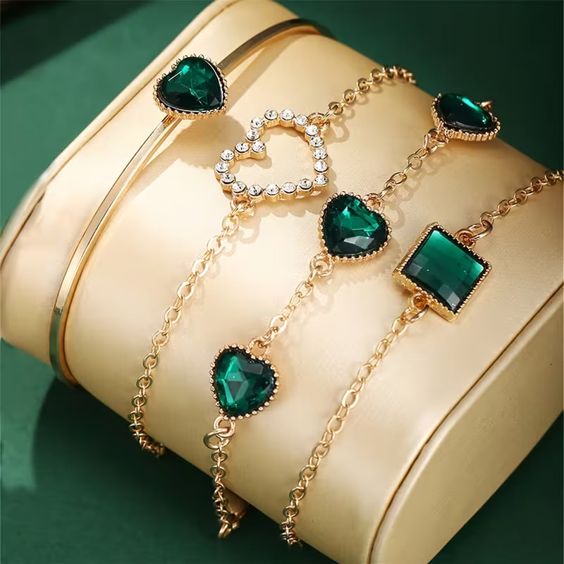 9pcs Women/Men Luxury Green Fashion Women Watch Set