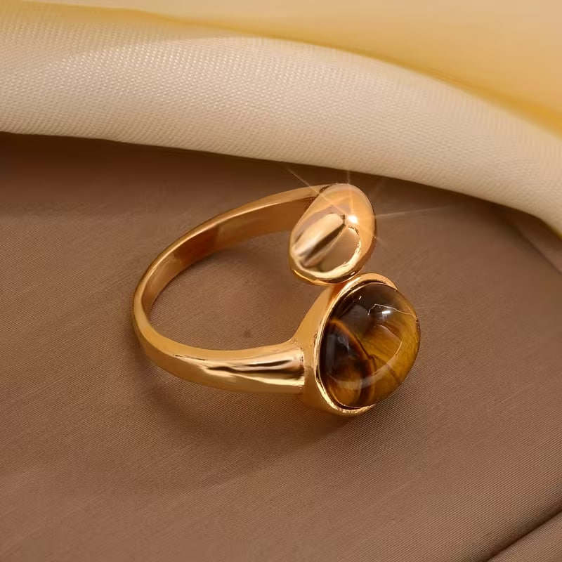 1 Fashionable and Elegant Brown Tiger's Eye Stone Ring, a Women's Accessory Gift.