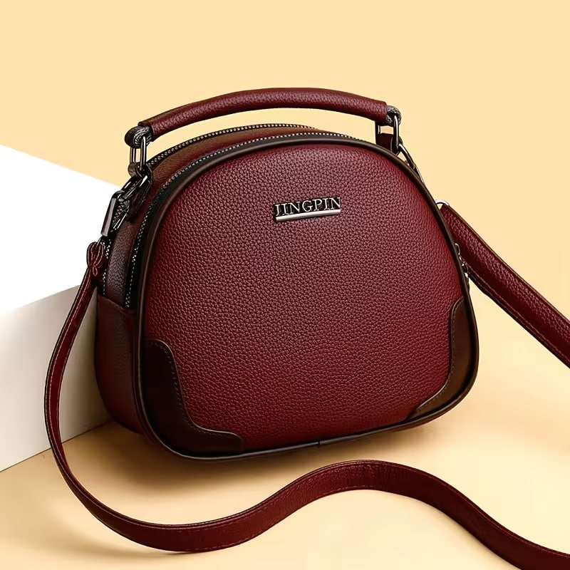 1pc Women's Crossbody Bag with Dual Zipper Compartments