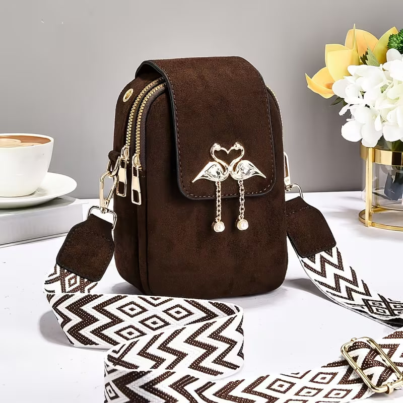 New Autumn/Winter Suede Faux Pure Color Phone Pouch for Women