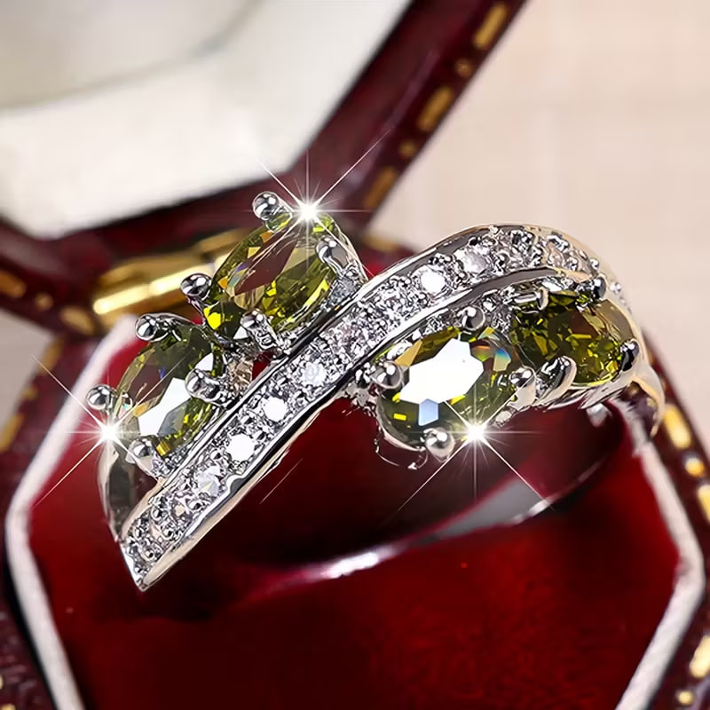 ANGOL A Romantic Valentine's Day Gift, Sparkling Synthetic Zirconia Niche Design Women's Engagement Ring