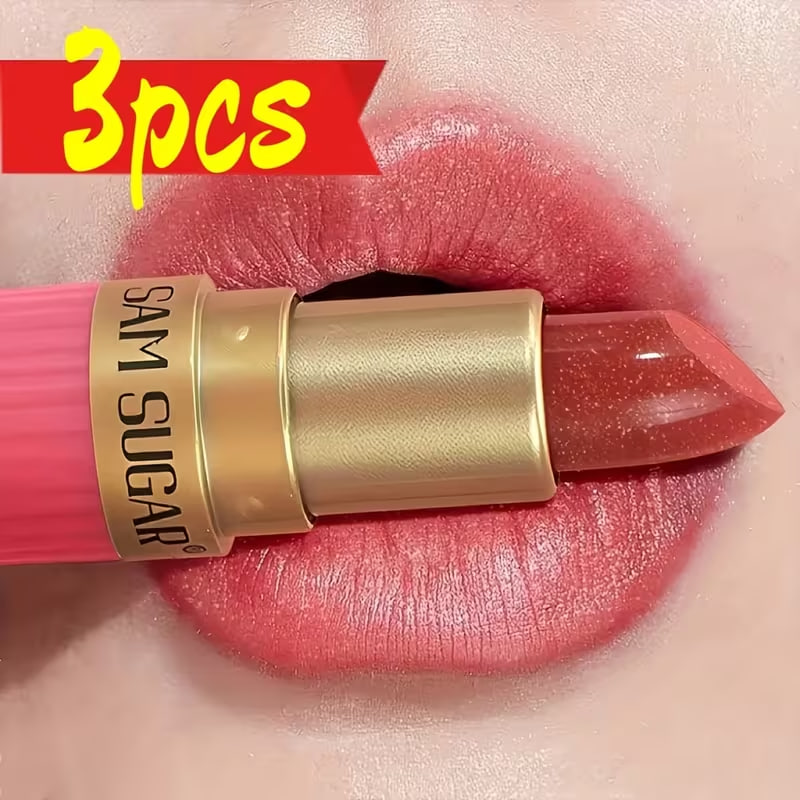 3pcs/SET Lipstick- Waterproof, Long-lasting Shine, Non-sticky Formula, Suitable for All Skin Types, Easy to Apply, Enriched with Moisturizing Ingredients