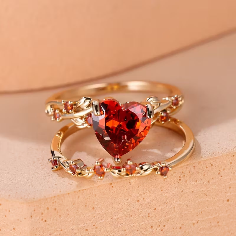 Set of 2 Beautiful Heart-Shaped Rings Perfect for Valentine'S Day, Weddings, Engagements, And Proposals