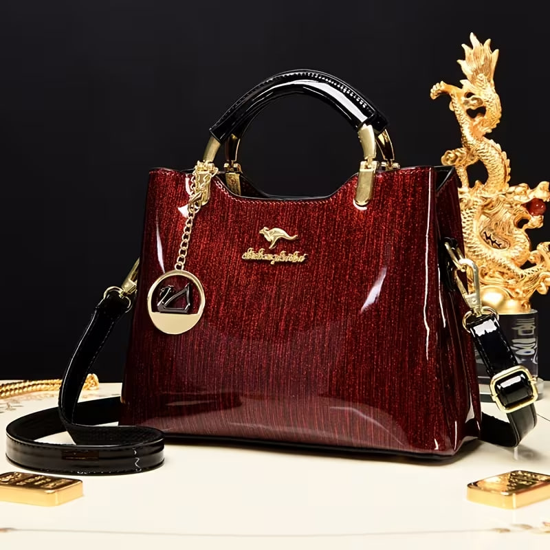 Luxury Women'S Bag Patent Leather Shoulder Bag Retro Crossbody Bag Fashionable Versatile Handbag