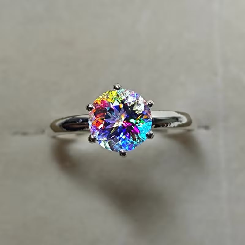 Beautiful Silvery Imitation Magical Mystic Topaz Ring for Women
