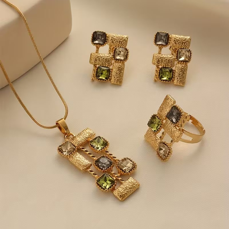 1 Set of Middle Eastern Retro Minimalist Copper Alloy Plated Real Golden Rhinestone