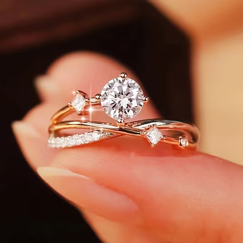 Adjustable Women'S Starry Sky Ring with Luxurious Geometric Design