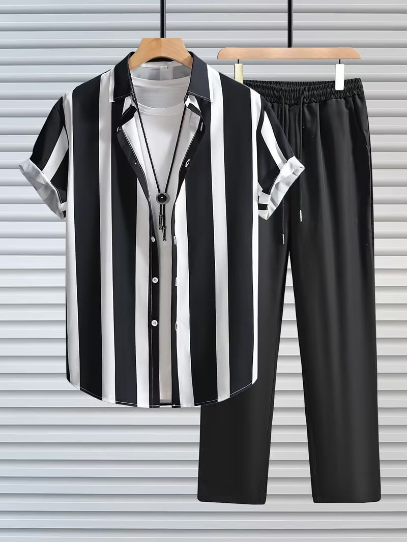 Men'S Casual Fashion Striped Suit