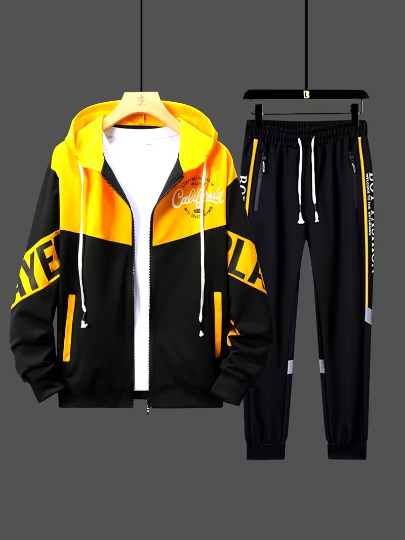 2pcs Set Sportswear Matching Hooded Sweaters & Pants Matching Outfits 