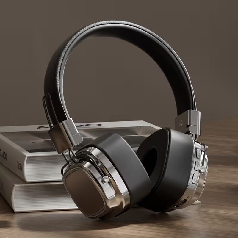 Retro-Style Over-Ear Wireless Headphones Featuring Wireless 5.3 Technology