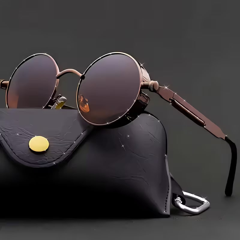 Stylish Round Metal Frame Fashion Glasses with Spring Leg Design - Unisex Fashion Accessory for Men & Women, Perfect Gift for Casual Attire