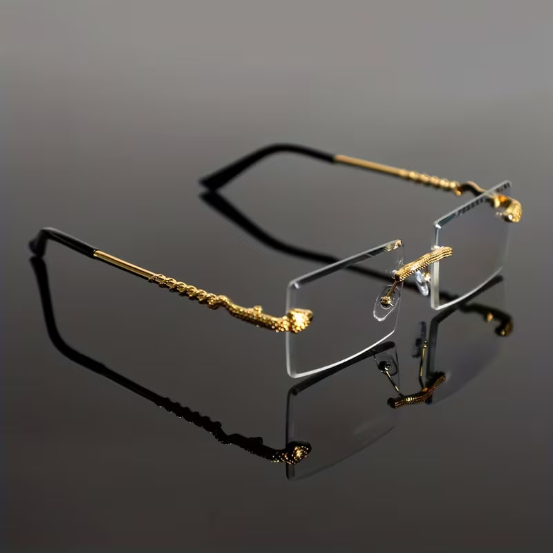 1 Pair of Men's Metal Rimless Bevel-cut Vintage Simple Luxury Exquisite Glasses