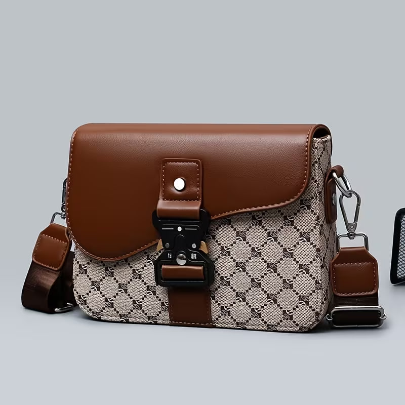 Men's Crossbody Bag Vintage Plaid Saddle Bag