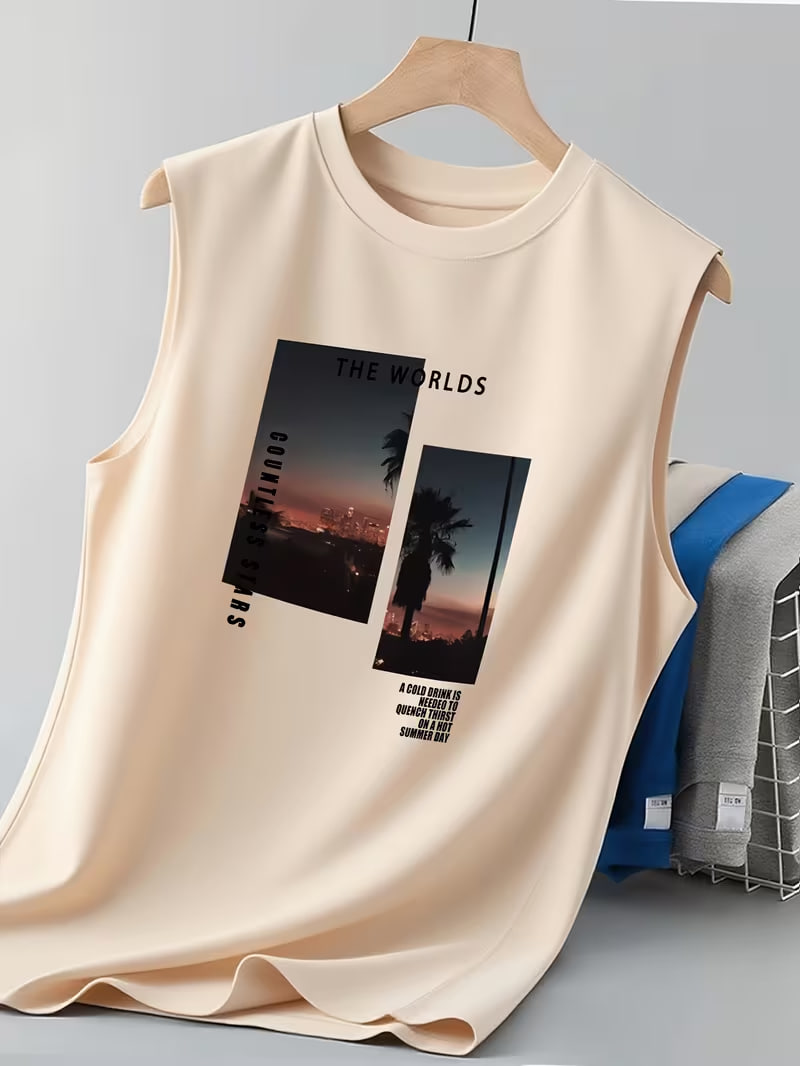 Single-piece Printed Vest for Men