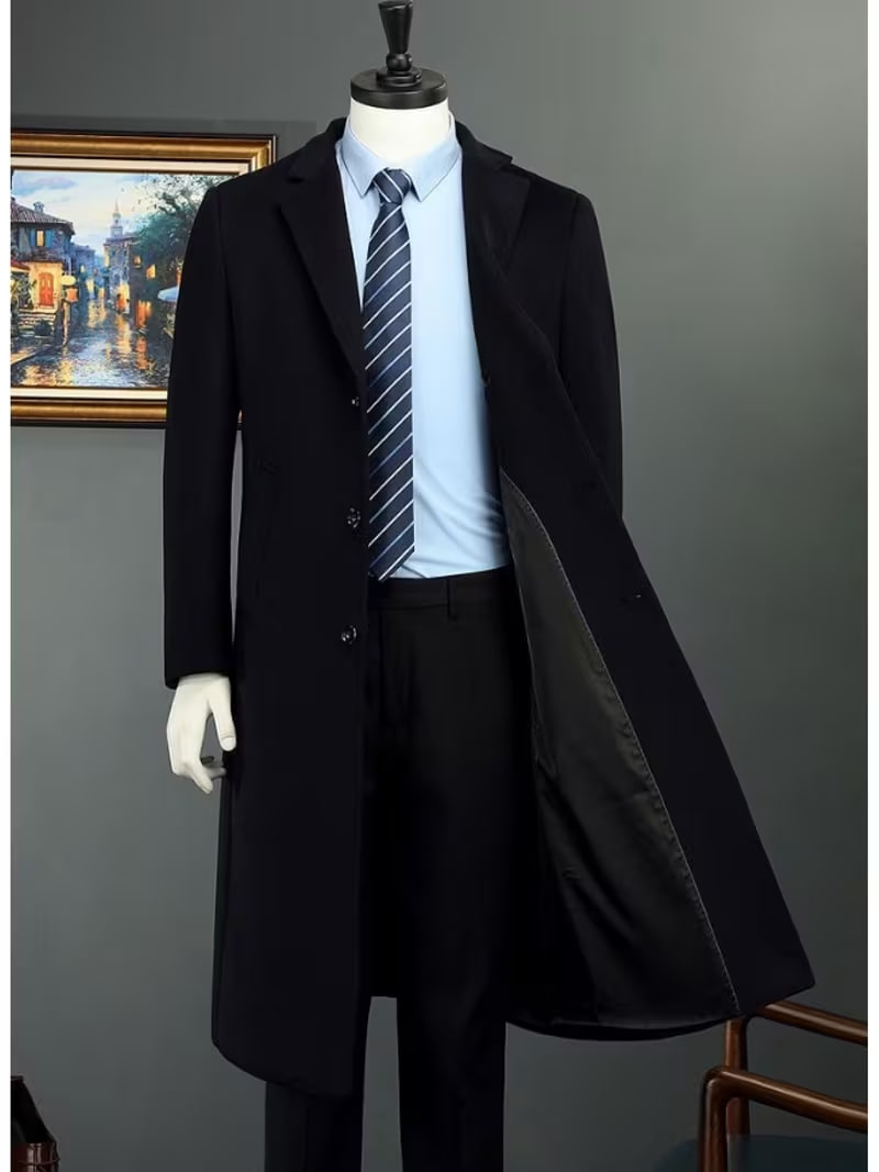 Men's Long Single-Breasted Blazer Jacket 