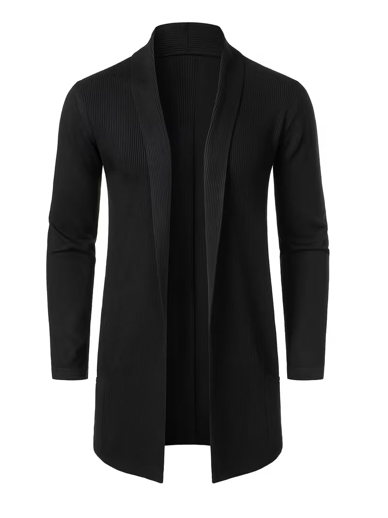 Men's Long Knit Cardigan Without Buttons