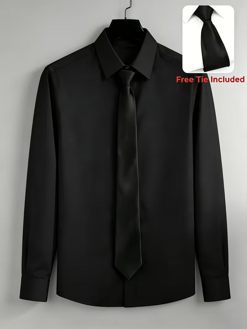 Men's Solid Color Formal & Casual Long Sleeve Shirt 