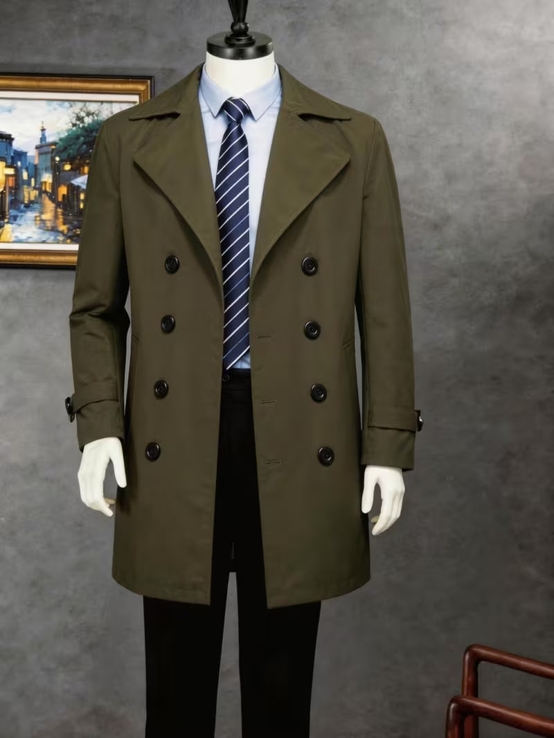 New Men'S Spring Autumn Western Casual Double-Breasted Thin Style Entertainment Trendy Coat Gentlemanly Elegant Outing, Party, Thin Coat