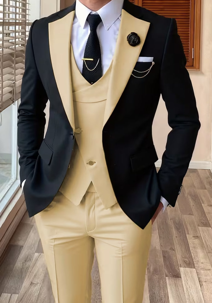 Men 3pcs Suit Set Men Formal Tuxedo for Wedding Prom Party