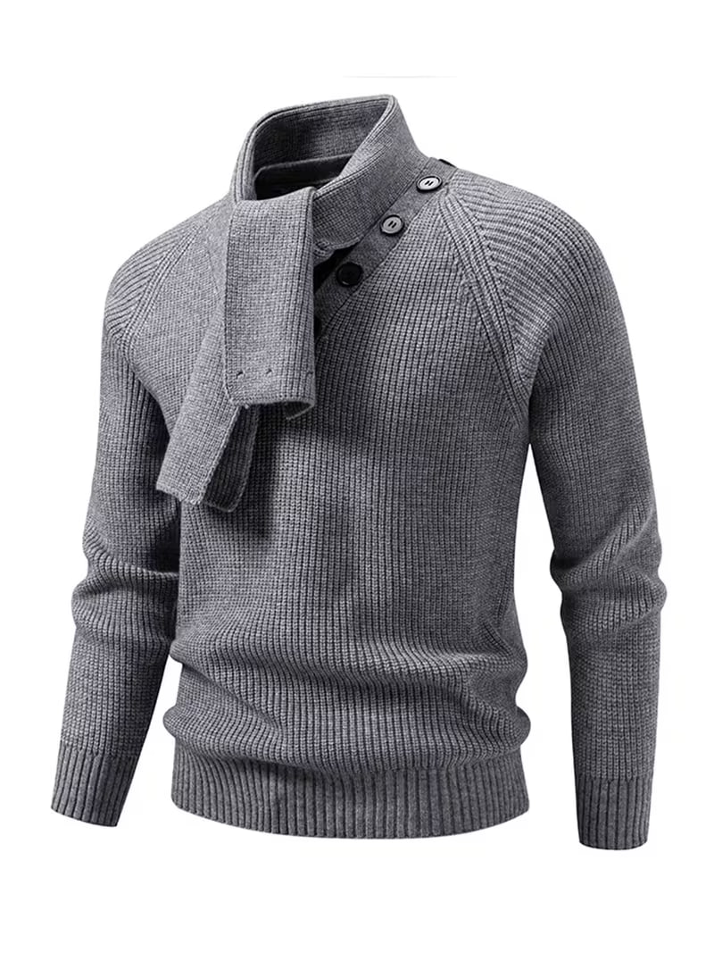 Men'S Winter New Pullover Sweater with a Patchwork Collar, Thick Long Sleeves, Stylish And Warm Knitwear