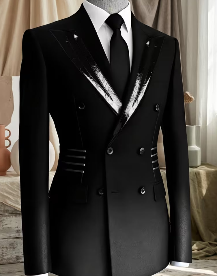 Men's Suit Jacket Black Plus Size- Business & Wedding-Ready Blazer with Collar, Coat for Prom, Parties & Formal Events, PLUS SIZE