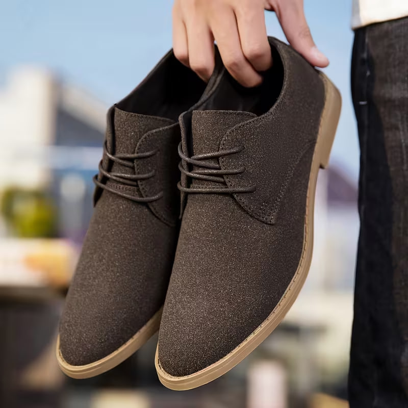 New Men's Pointed Toe Shoes, Business Casual Shoes, British Gentleman Lace-up Large Size Shoes, Faux Dress Shoes