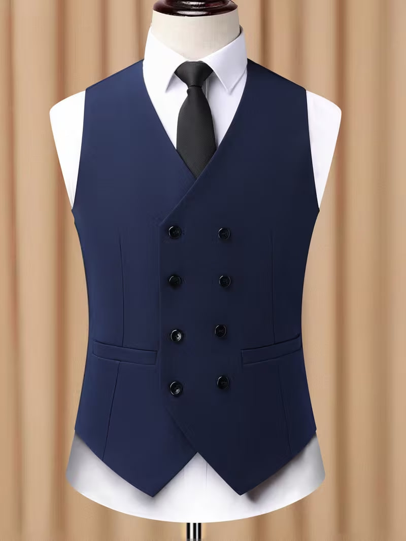 Latest Men's Single-Breasted Double-Button Vest Suit Three-Piece Set