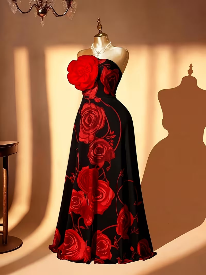 Plus Size - Plus Size - Plus-Size Women'S Elegant Floral Wrap Dress, Perfect for Parties And Banquets