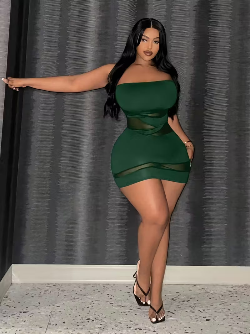 Plus Size - Plus Size - Popular Plus-Size Women'S Strapless Sexy Short Skirt with High Elasticity