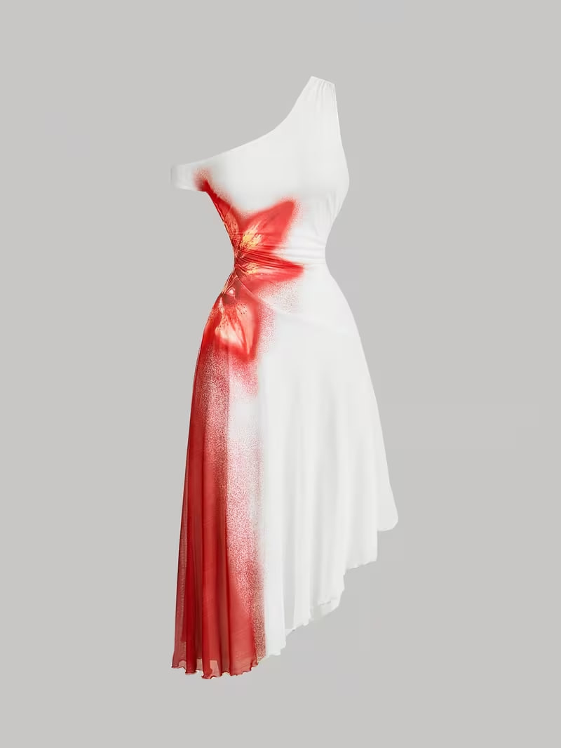 Elegant Off-Shoulder Floral Print Dress for Women