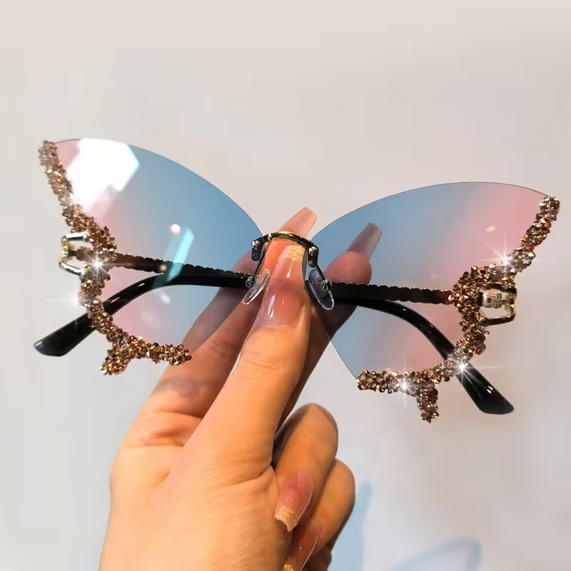 CABECADE Rhinestone Gradient Glasses
