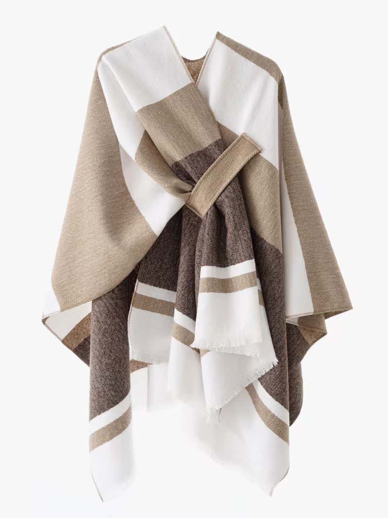 A Stylish And Easy Women'S Cape with Diagonal Ties