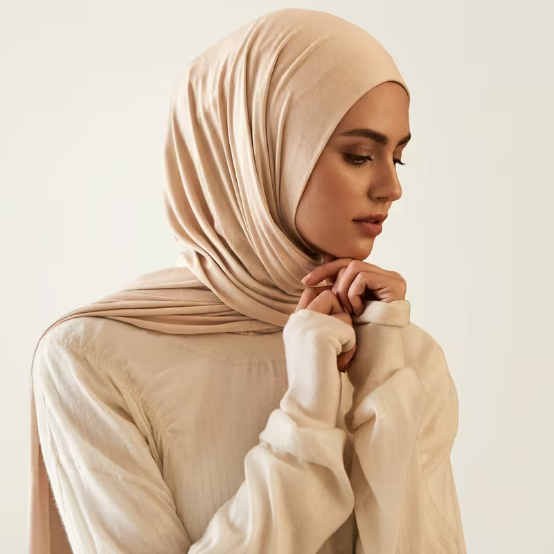Solid Color Modal Large Size Jersey Mercerized Women'S Headscarf