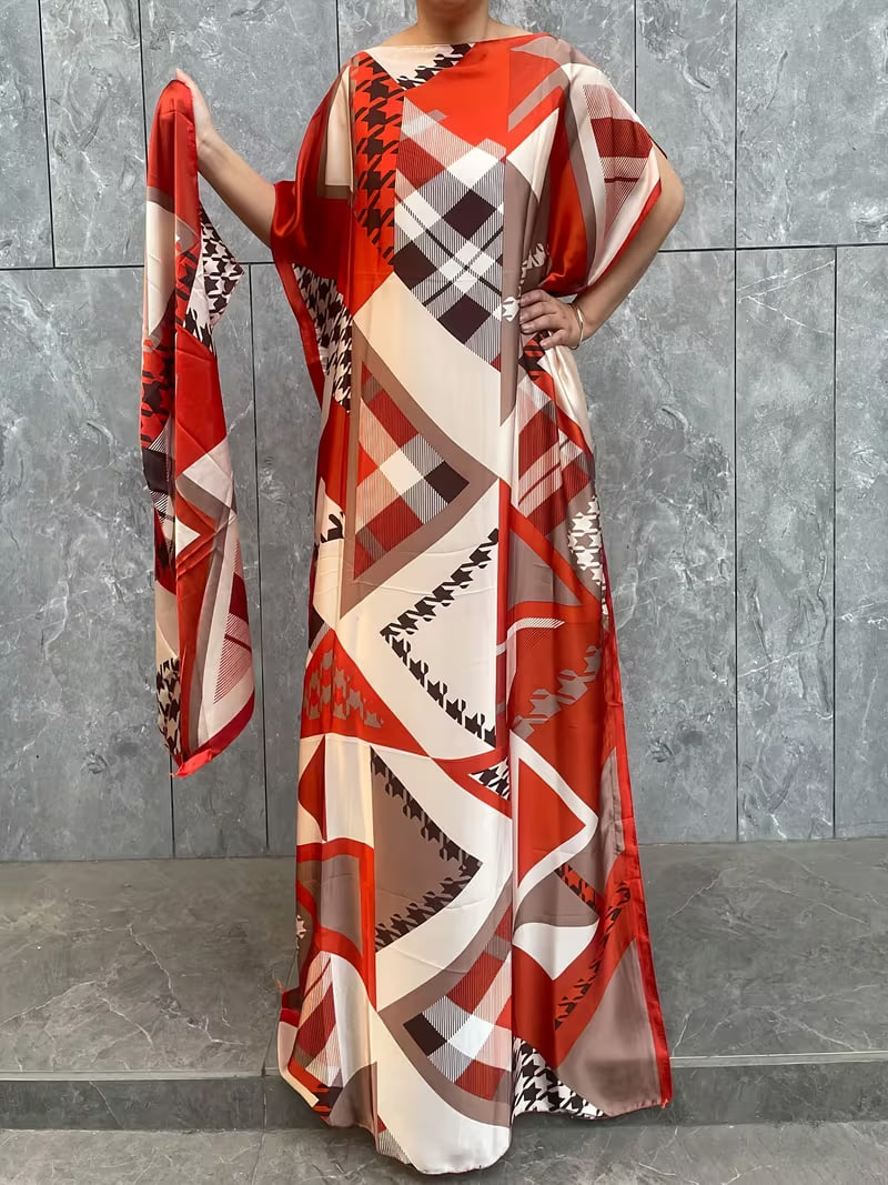  Elegant Batwing Sleeve Maxi Kaftan Dress