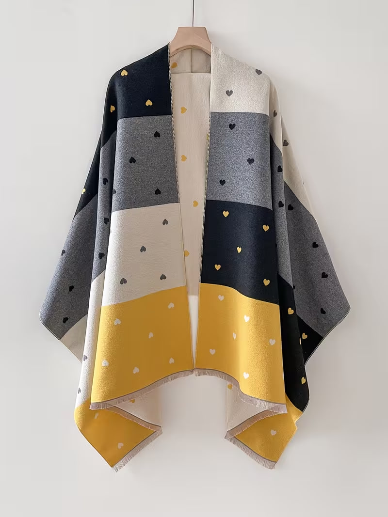 Color-Blocked Heart Shawl